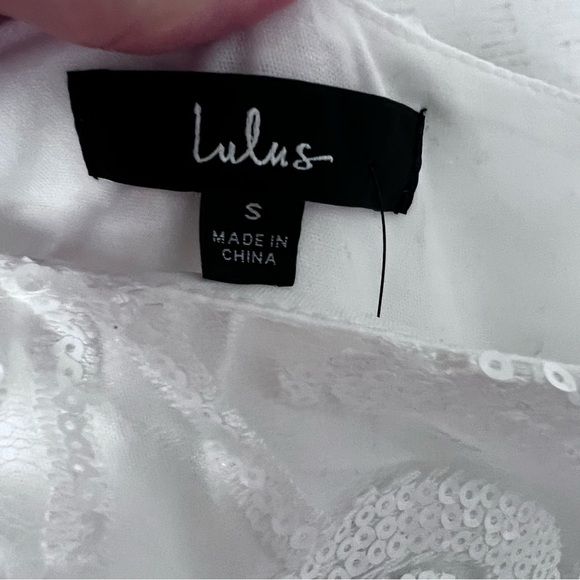 NWT Lulu’s Madina White Sequined One Shoulder Bodycon Dress size Small - Picture 11 of 16